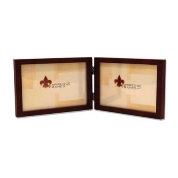 Blueprints 4x6 Hinged Double - Horizontal - Walnut Wood Picture Frame - Gallery Collection BL92360
